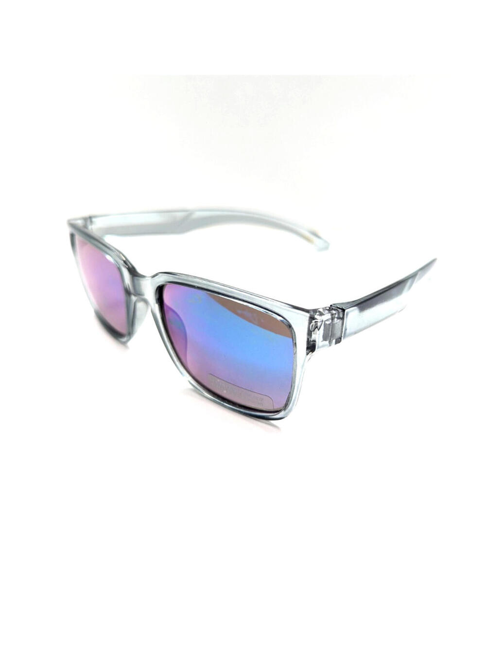 Blue Mirrored Lens Transparent Gray Rectangular Women’s Sunglasses